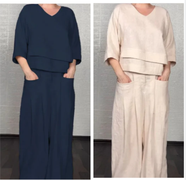Anna| Conjunto de algodón y lino de 2 piezas