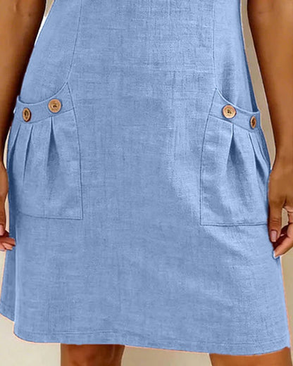 Maya | Vestido de corte A, manga corta, con bolsillo y cremallera