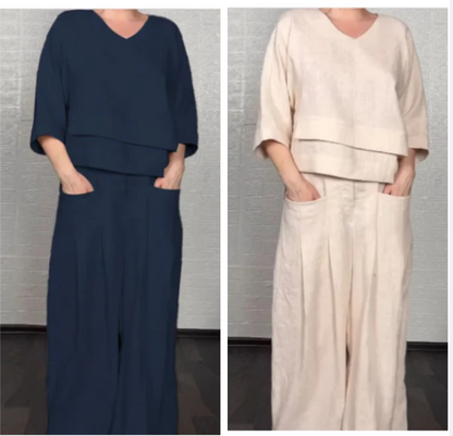 Anna| Conjunto de algodón y lino de 2 piezas