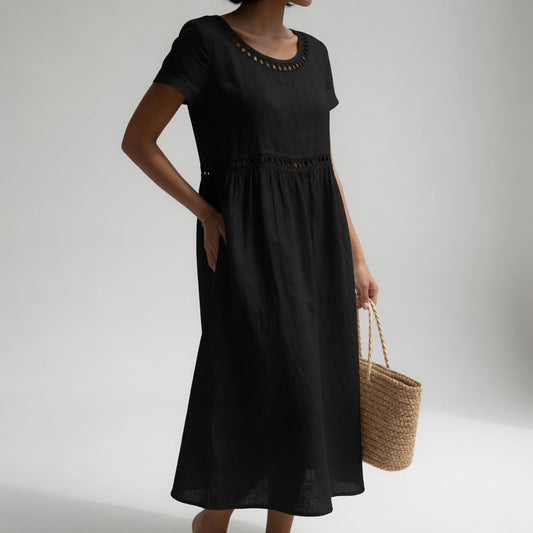 Livia™ | Vestido Midi de Lino Bordado