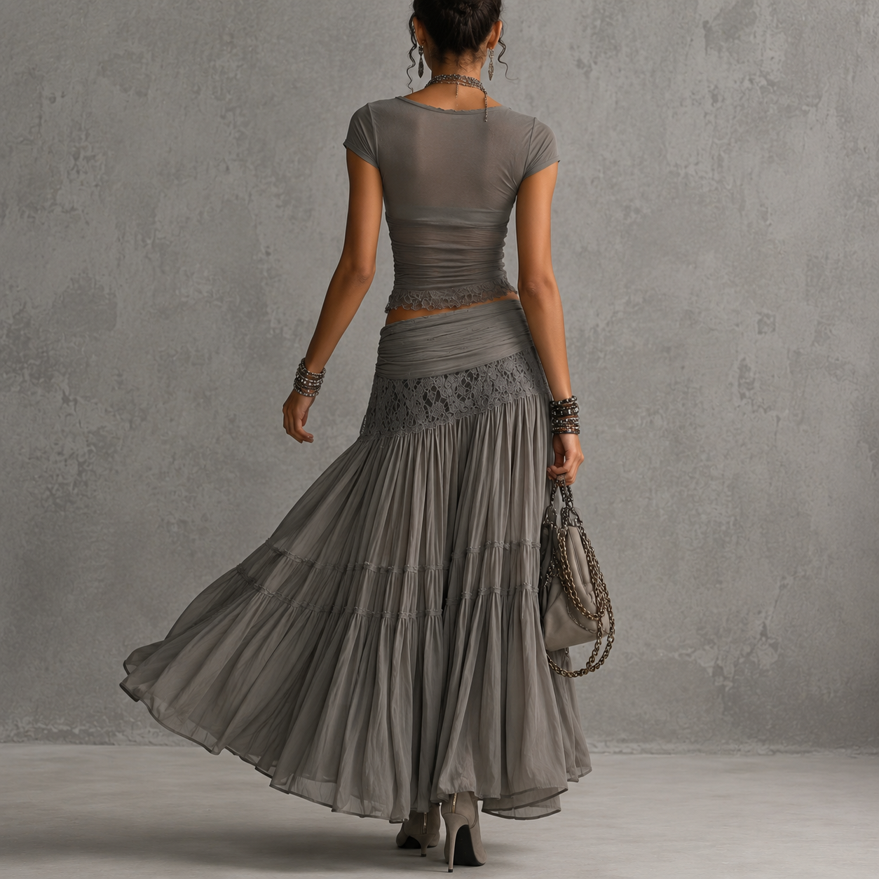 Alba 2.0 - Vestido Maxi Beige Avena de Gasa