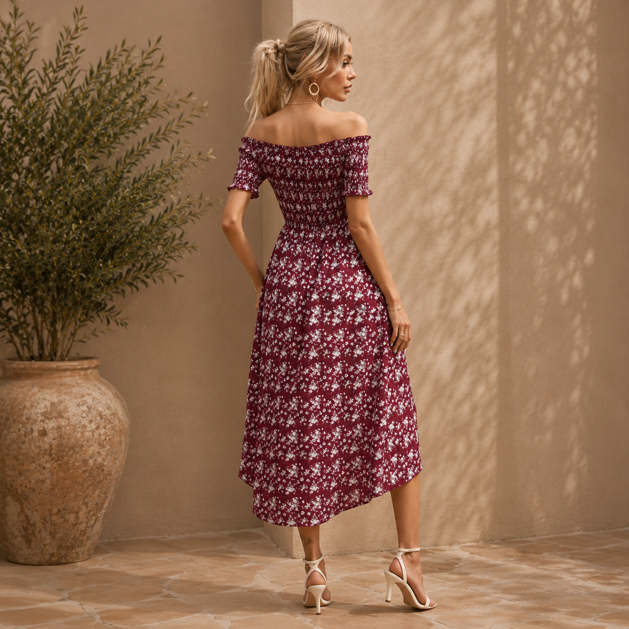 VALÉRIE | Vestido Midi Floral Bardot