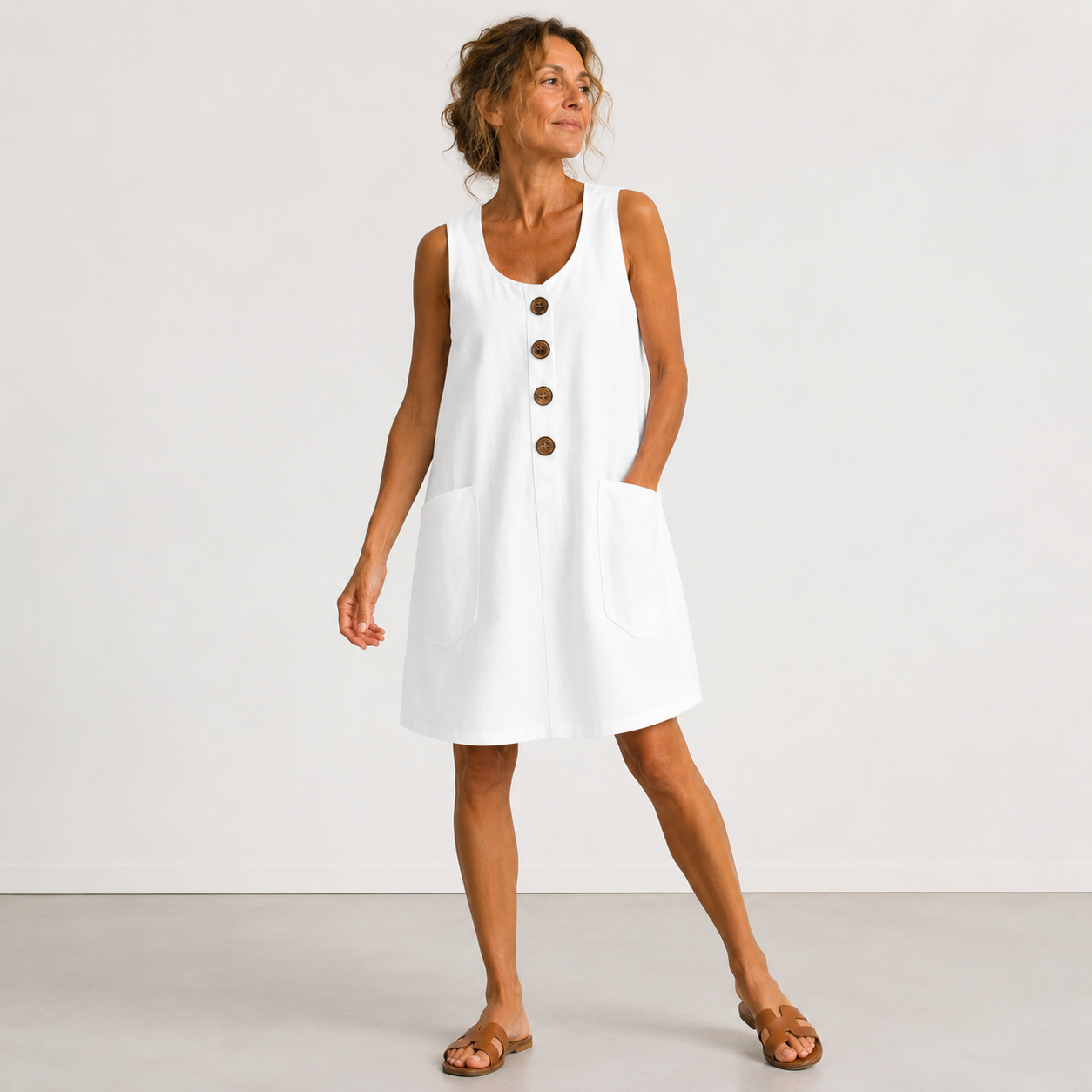 Elisa | Vestido de algodón y lino
