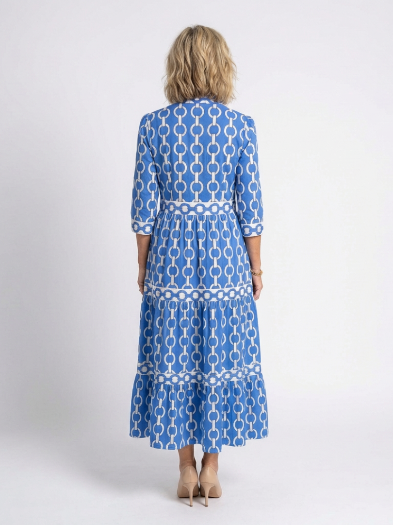 Ysolde | Vestido midi con mangas tres cuartos y estampado de cadenas