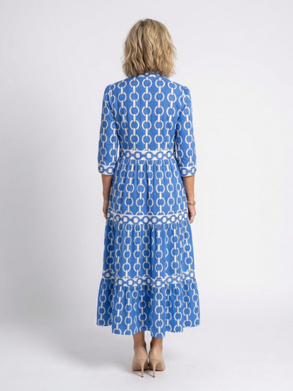 Ysolde | Vestido midi con mangas tres cuartos y estampado de cadenas