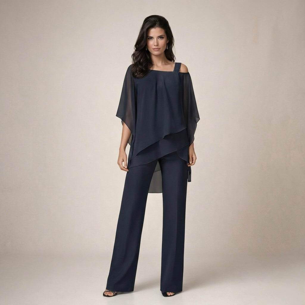 Tessie | Conjunto elegante con blusa en capas