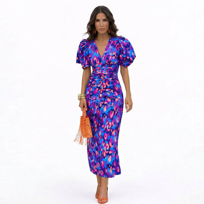 VALERIA | Vestido - Midi Mangas Abullonadas