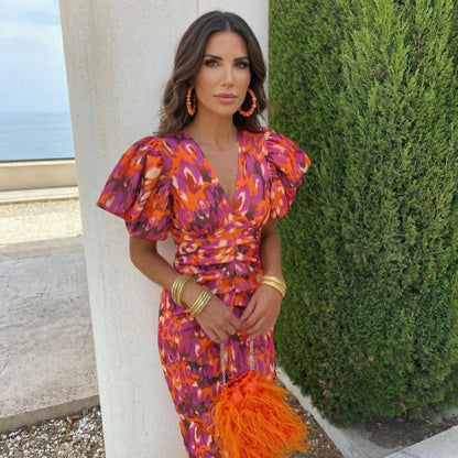 VALERIA | Vestido - Midi Mangas Abullonadas