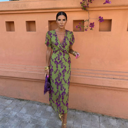 VALERIA | Vestido - Midi Mangas Abullonadas