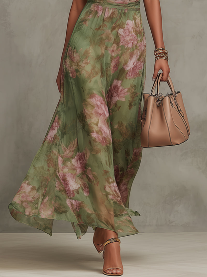 Aria – Vestido Largo Estampado Botánico