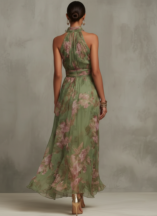 Aria – Vestido Largo Estampado Botánico