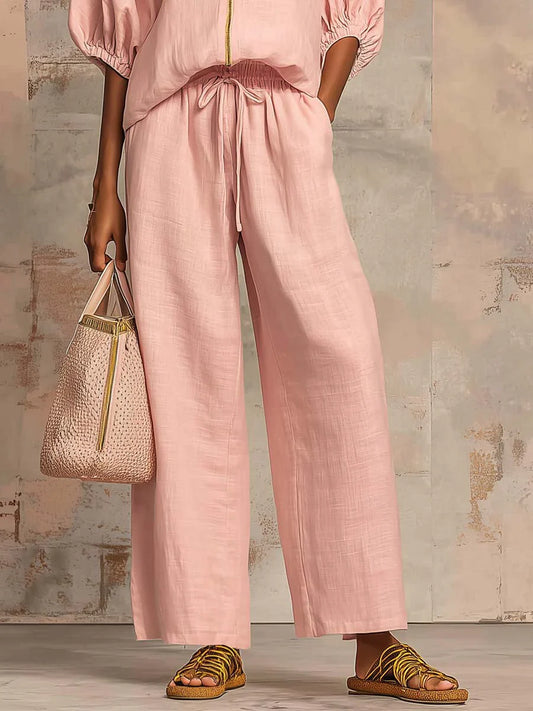 Alba | Conjunto de dos piezas: Camisa de estilo relajado y pantalón de pernera ancha