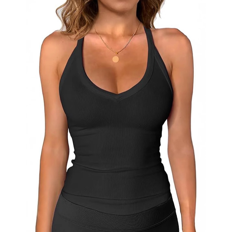 📢📢 ¡50 % DE DESCUENTO! ⏰ Camiseta sin mangas de mujer con cuello en V y tejido acanalado