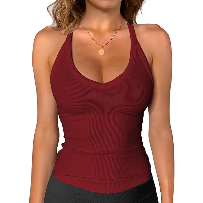 📢📢 ¡50 % DE DESCUENTO! ⏰ Camiseta sin mangas de mujer con cuello en V y tejido acanalado